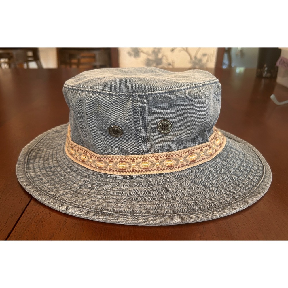 Broner Bucket Hat Denim M/L Blue Gorpcore‎ Sun Hat Trim Vents Hiking Fishing